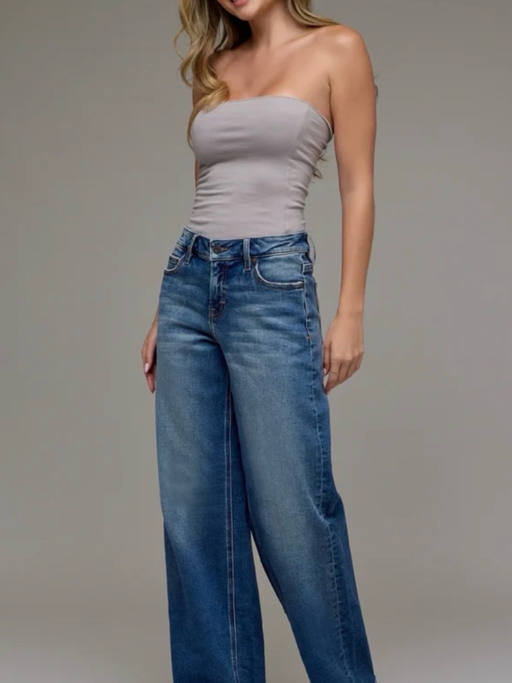 HIDDEN Jeans Los Angeles High Rise Wide Leg Dad Jeans Medium Wash Denim Size 28